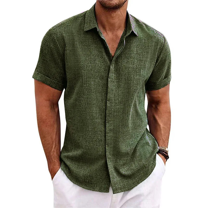Aura Cotton Linen Short-Sleeve Shirt
