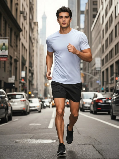 Aura Solid Color Short Sleeves Sporty T Shirt