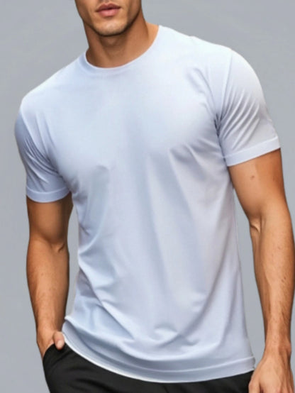 Aura Solid Color Short Sleeves Sporty T Shirt