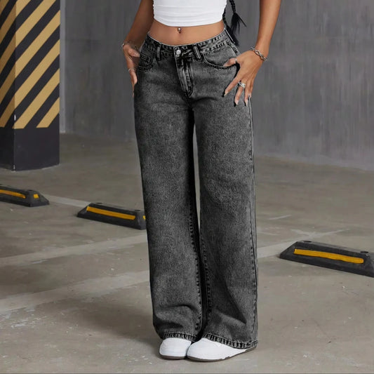 Aura Women’s Vintage Mid-Waist Denim Pants