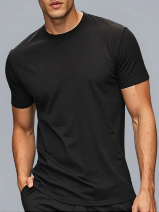 Aura Solid Color Short Sleeves Sporty T Shirt