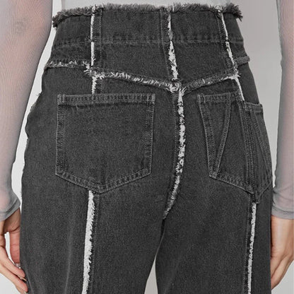 Aura Casual Straight Denim Tassel Autumn Pants