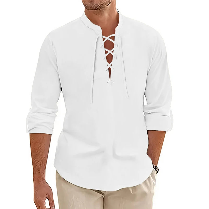 Aura Men’s Cotton Long-Sleeve Yoga Shirt