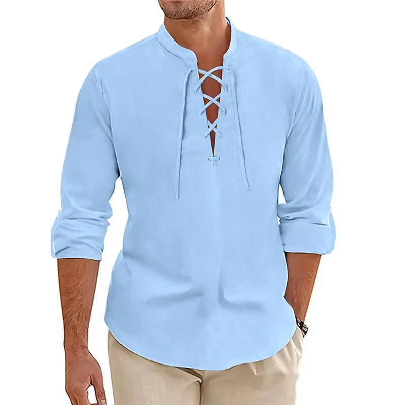 Aura Men’s Cotton Long-Sleeve Yoga Shirt