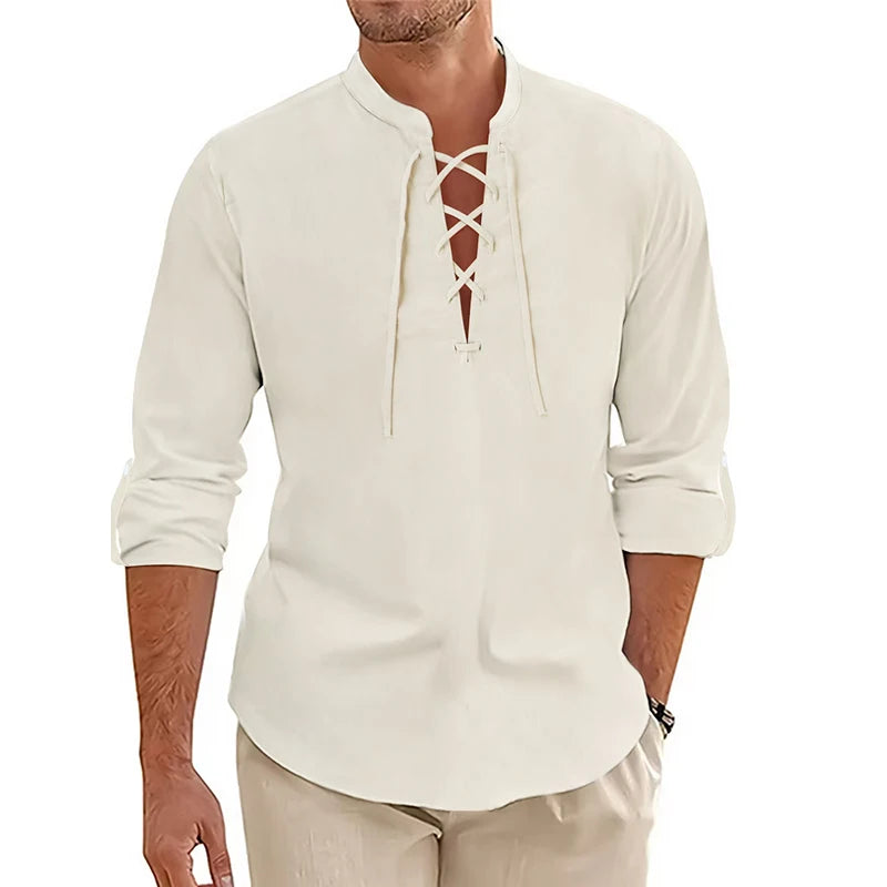 Aura Men’s Cotton Long-Sleeve Yoga Shirt