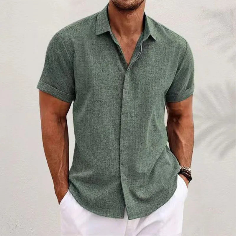 Aura Cotton Linen Short-Sleeve Shirt