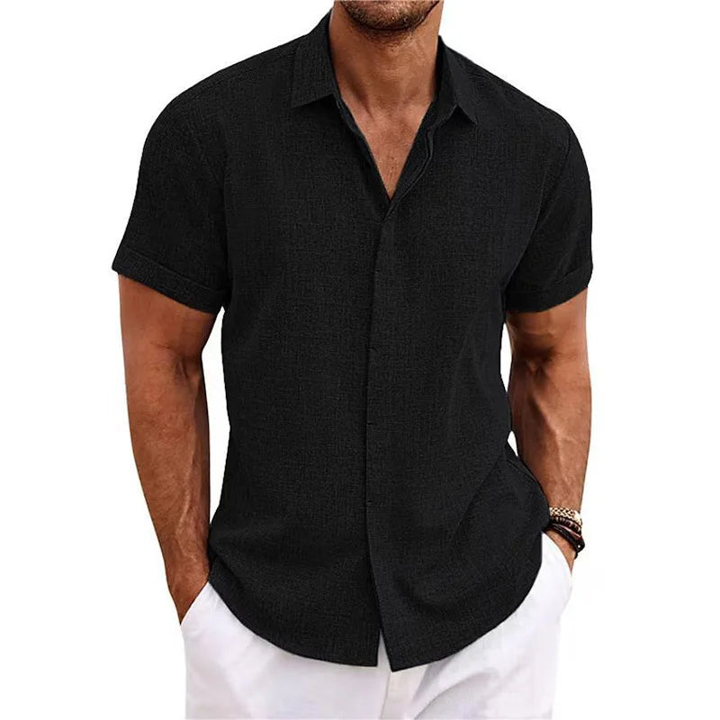 Aura Cotton Linen Short-Sleeve Shirt