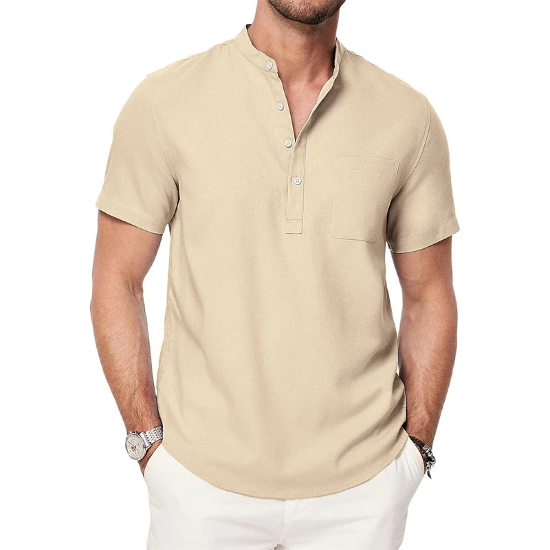 Aura Casual Henley Button Shirt